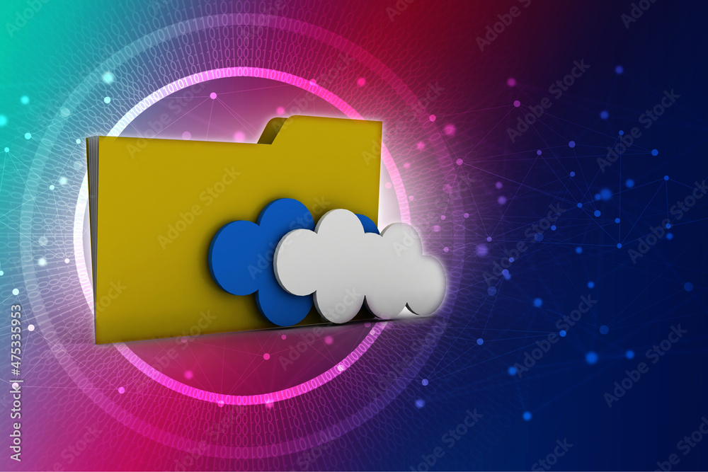 Poster 3d rendering cloud folder network