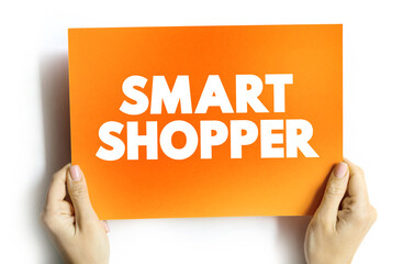 Smart Shopper text quote on card, concept background