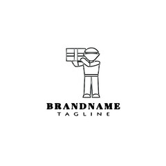 deliveryman logo cartoon icon design template black isolated vector illustration