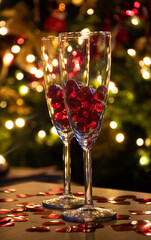 red wine and christmas decorations