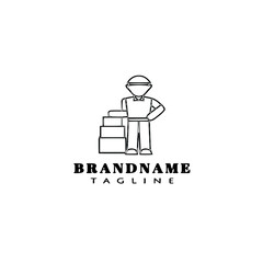 deliveryman logo cartoon icon design template black isolated vector illustration