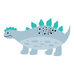 Dinosaur isolated on white background.Predatory extinct lizard in flat style for kids or baby textiles. Vector illustration.