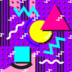Fototapeta premium Funky 80s eighties Memphis seamless pattern geometric design