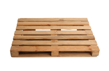 Wooden pallet isolated on white. Transportation and storage