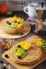 Crepes or bliny with fruit	