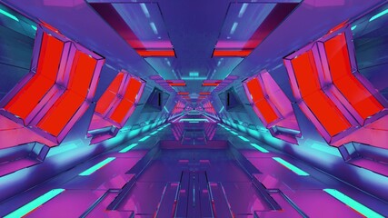 3d illustration of 4K UHD tunnel with neon lights