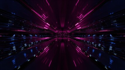 4K UHD 3d illustration of dark tunnel with reflecting walls