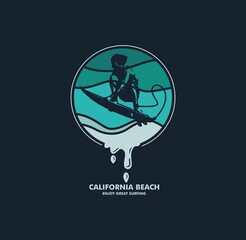 California stylish t-shirt,Logo and apparel trendy design with palm trees silhouettes, typography, print, vector illustration. Global swatches
