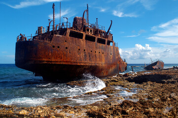 Grounded inter-island freighter Klein Curacao Netherlands Antilles.