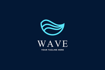 Simple sea logo template in circle and wave shape