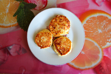 Homemade cheesecakes on a plate