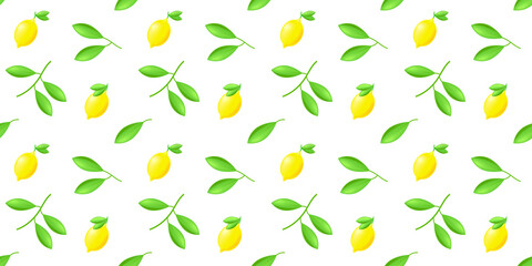 Lemon seamless pattern on white background