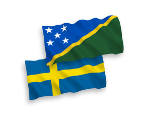 Flags of Sweden and Solomon Islands on a white background