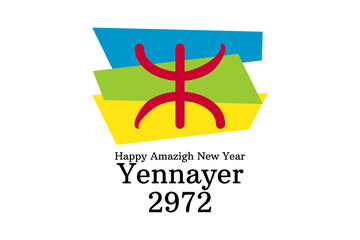 Happy New Amazigh Year. Yennayer 2972. Suitable for greeting card, poster and banner.