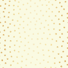 Gold foil effect elegant ditsy trio of leaves texture vector seamless pattern background. Groups of tiny leaves millefleur style backdrop. Monochrome hand drawn design. Nature botanical all over print