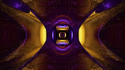 3d illustration of endless round sci fi net 4K UHD tunnel