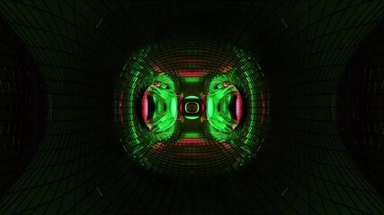 3d illustration with green swirling 4K UHD tunnel