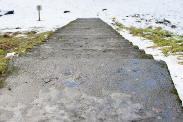 beautiful cleaned stairs in the park in the middle of winter