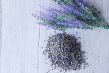lavender dry leaf on white background with copy space 