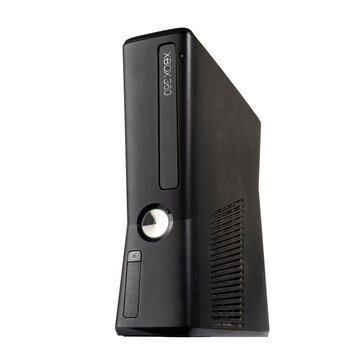 black xbox 360 on white background. Santa Catarina, Brazil, 15 Jul, 2021