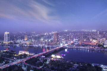 Fototapeta na wymiar Beautiful view of the center of Cairo from the Cairo Tower in Cairo, Egypt