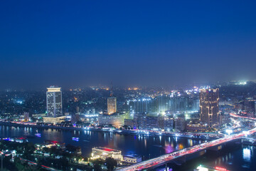 Beautiful view of the center of Cairo from the Cairo Tower in Cairo, Egypt