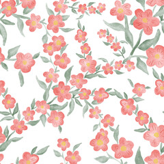 Watercolor seamless pattern with spring floral bouquets. Vintage botanical illustration. Elegant decoration for any kind of a design. Fashion print with colorful abstract flowers. Watercolor texture.	