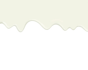 Dripping white milk, cream, yogurt isolated on a white background