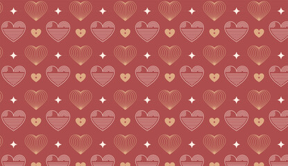 Minimalist Bohemian Valentine's day background, pattern. Geometric line art style hearts design template, geometric abstract design elements for decoration