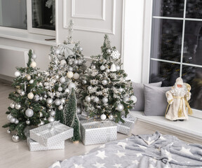 
new year christmas interior christmas tree gifts santa