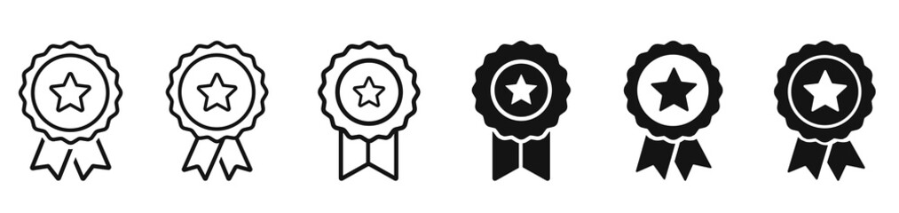 Awards line icons set. Trophy cup, Medal, Winner prize icon. Winner medal, Victory cup, and Trophy reward. Achievement linear icon set. Stock Vector	
