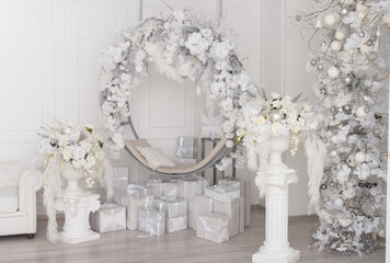 christmas with white decorations, New Year's interior