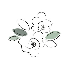 Black and white vector illustration of a rose. Suitable for print and design of fabric, paper. 