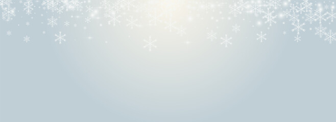 Fototapeta Grey Snowflake Vector Grey Panoramic Background. obraz