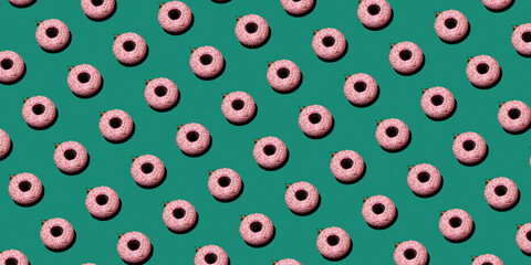 Christmas bauble donut, food decoration, minimal New Year concept.