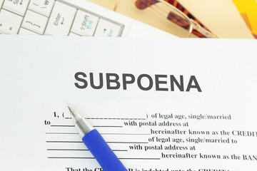 Subpoena legal paper