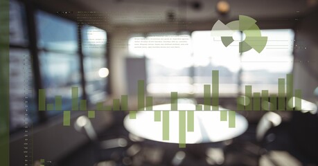 Composite image of business data processing against modern office interior