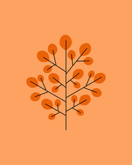 Cartoon style tree illustration isolated on colored background, can be used as design element