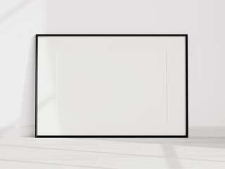 Black horizontal frame mockup, minimalist style, 3d render