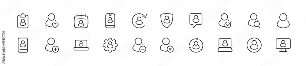 Wall mural set of simple account line icons.