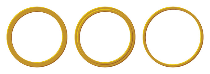 Set of the golden circle borders. Assets for the icons.
