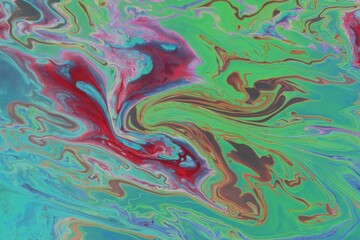 Red-green marble background. Acrylic texture with marble pattern. Mixing colors creates an interesting structure. It is well suited for laptop background and wallpaper, fabric