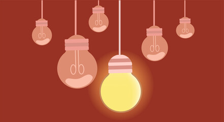 Collection of bulbs. Metaphor of creative thinking, concept of new idea, innovation. Brainstorming, electricity and stylish pictures. Graphic elements for website. Cartoon flat vector illustration