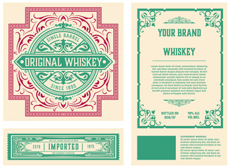 Whiskey label with old frames