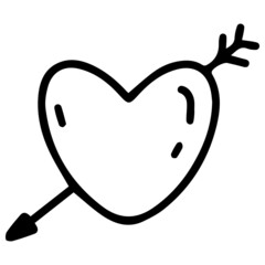 Doodle heart with arrow icon