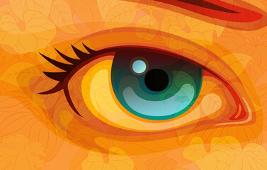 woman eye vector illustration front - obrazy, fototapety, plakaty