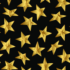 Obraz premium Golden vector punk star studs seamless pattern on black background.