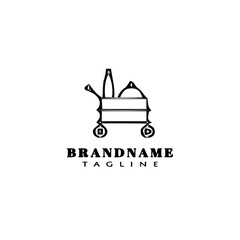 food trolley service logo cartoon design template icon black isolated vector illustration