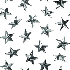 Metal vector punk star studs seamless pattern on white background.