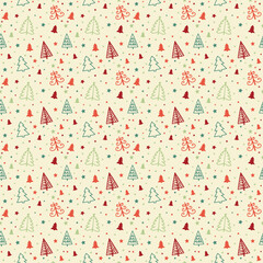 Seamless pattern with Christmas trees. Panoramic header. Vector